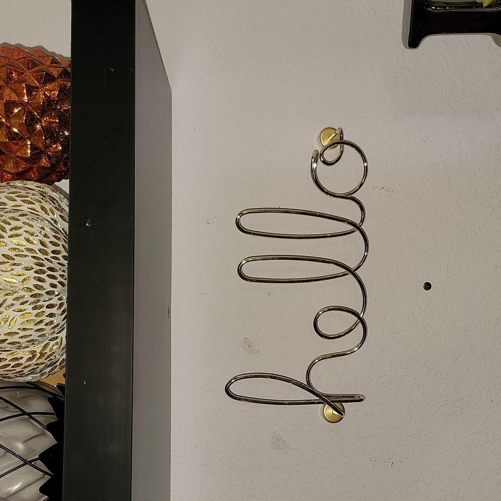 Hello gold wall sign